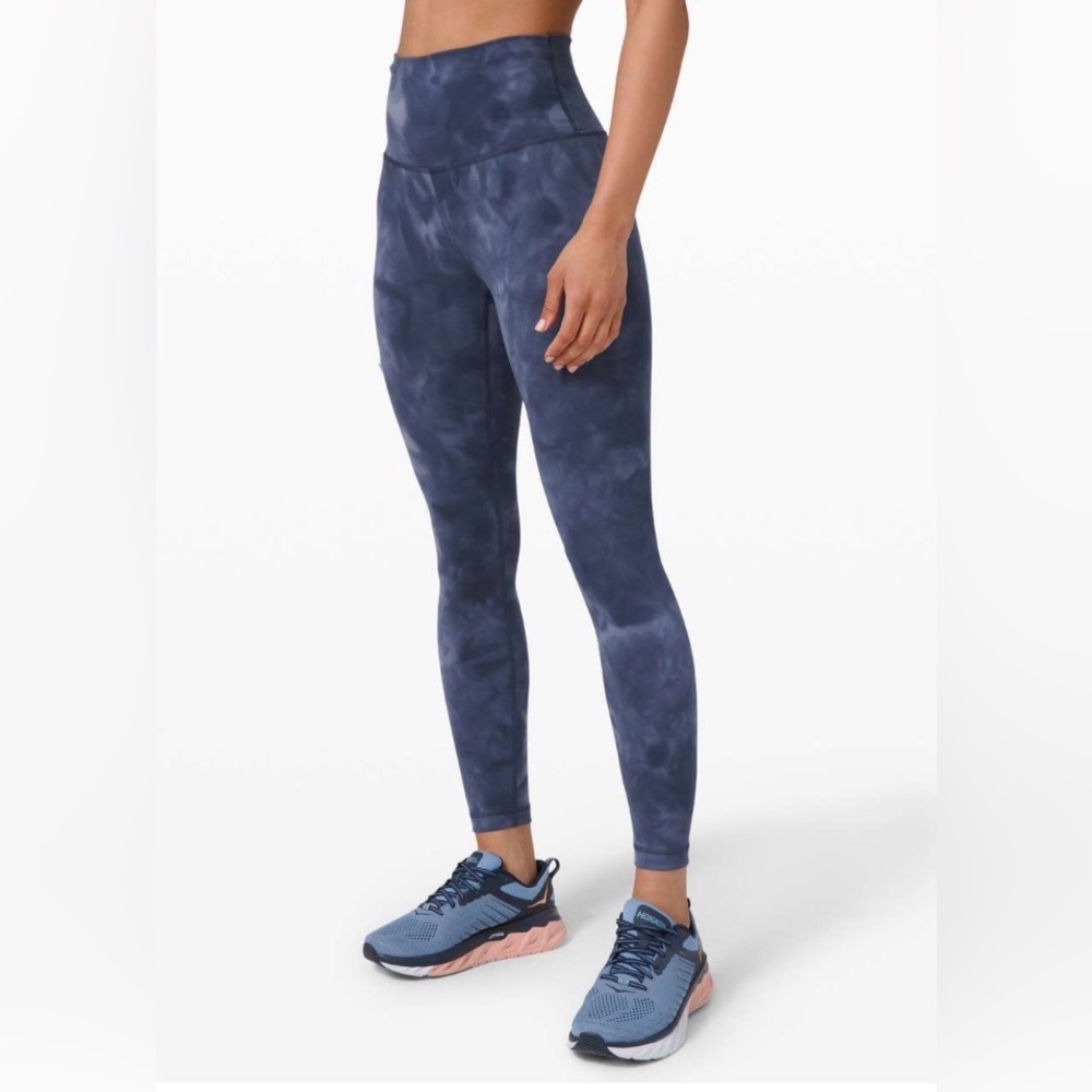 Lululemon Wunder Train Tight 25 Inseam Diamond Dye Naval Blue size 16